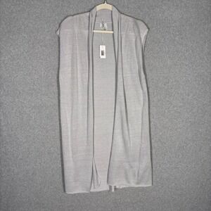 NEW Lexi York 100% Bamboo Cardigan Vest OS Silver Metallic Thin Glam Beach Boho